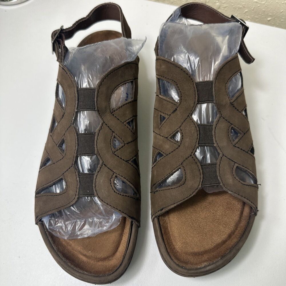 🔥Barefoot Freedom Sandy One Buckle Brown Leather Sandals Size 8M Women's